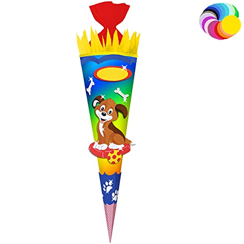 alles-meine.de GmbH Bastelset - Schultüte Farbe & Größe wählbar 70/85 / 100 cm - süßer Hund - Farbe frei wählbar - Bastelschultüte - Zuckertüte zum selber Basteln Bemalen B.. von alles-meine.de GmbH