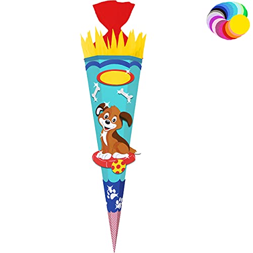 alles-meine.de GmbH Bastelset - Schultüte Farbe & Größe wählbar 70/85 / 100 cm - süßer Hund - Farbe frei wählbar - Bastelschultüte - Zuckertüte zum selber Basteln Bemalen B.. von alles-meine.de GmbH