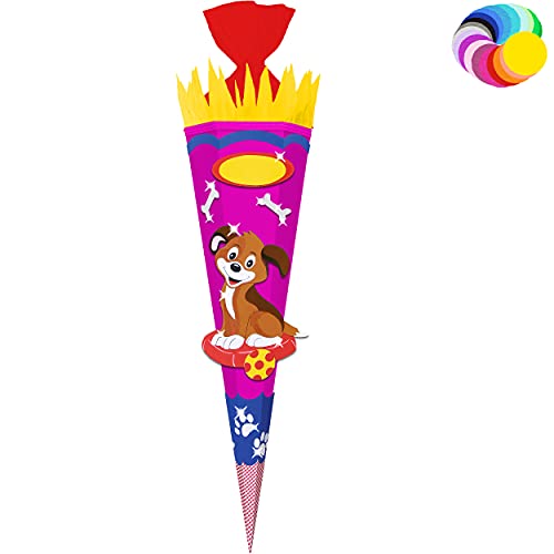 alles-meine.de GmbH Bastelset - Schultüte Farbe & Größe wählbar 70/85 / 100 cm - süßer Hund - Farbe frei wählbar - Bastelschultüte - Zuckertüte zum selber Basteln Bemalen B.. von alles-meine.de GmbH