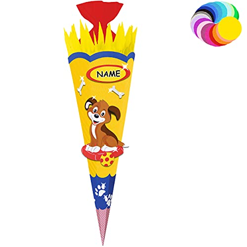 alles-meine.de GmbH Bastelset - Schultüte Farbe & Größe wählbar 70/85 / 100 cm - süßer Hund - inkl. Name - Farbe frei wählbar - Bastelschultüte - Zuckertüte zum selber Bast.. von alles-meine.de GmbH