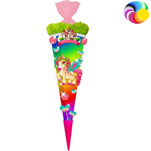 alles-meine.de GmbH Bastelset - Schultüte Farbe & Größe wählbar 70/85 / 100 cm - Einhorn/Pegasus - Farbe frei wählbar - Bastelschultüte - Zuckertüte zum selber Basteln Be.. von alles-meine.de GmbH