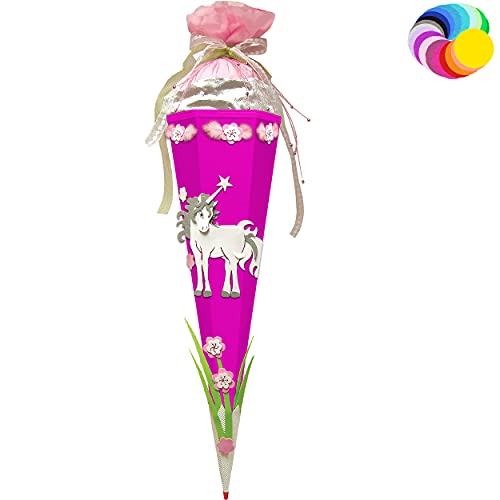alles-meine.de GmbH Bastelset - Schultüte Farbe & Größe wählbar 70/85 / 100 cm - Einhorn - Farbe frei wählbar - Bastelschultüte - Zuckertüte zum selber Basteln Bemalen Bekl.. von alles-meine.de GmbH