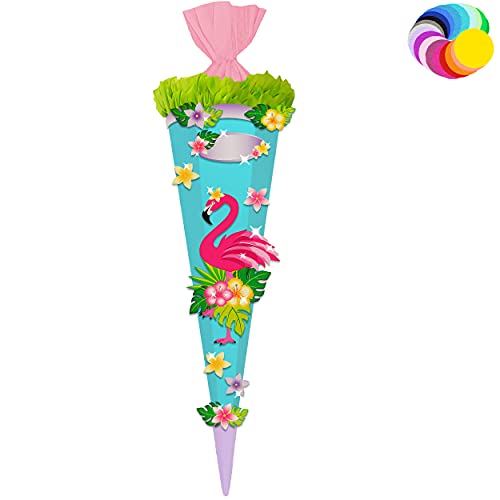 alles-meine.de GmbH Bastelset - Schultüte Farbe & Größe wählbar 70/85 / 100 cm - lustiger Flamingo - Farbe frei wählbar - Bastelschultüte - Zuckertüte zum selber Basteln Be.. von alles-meine.de GmbH