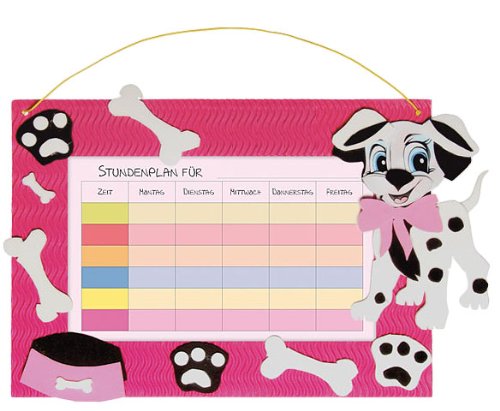alles-meine.de GmbH Bastelset Stundenplan - für Schulstunden Dalmatiner Hund rosa pink Mädchen - Grundschule Schule Schulanfang Einschulung Kinderzimmer Planer von alles-meine.de GmbH