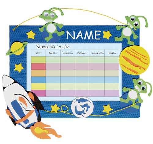 alles-meine.de GmbH Bastelset Stundenplan - incl. Name - für Schulstunden Space Weltraum All blau Junge - Grundschule Schule Schulanfang Einschulung Kinderzimmer Planer von alles-meine.de GmbH
