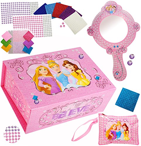 alles-meine.de GmbH Bastelset XL Schmuckkasten/Schatzkiste & Spiegel - Princess - Prinzessin - & Schminktasche - Schmuckset mit Mosaiksteinen/Sticker Aufkleber - zum Be.. von alles-meine.de GmbH