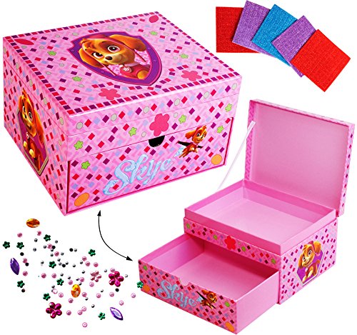 alles-meine.de GmbH Bastelset mit Bekleben großer Schmuckkasten/Schatzkiste - P. Patrol - Hunde - mit Schubladen & Schubfächern - Mädchen - z.B. für Schmuck - Glitzer & G.. von alles-meine.de GmbH