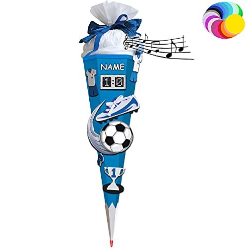 alles-meine.de GmbH Bastelset mit Sound - Schultüte Farbe & Größe wählbar 70/85 / 100 cm - Fussball - inkl. Name - Farbe frei wählbar - Bastelschultüte - Zuckertüte zum sel.. von alles-meine.de GmbH