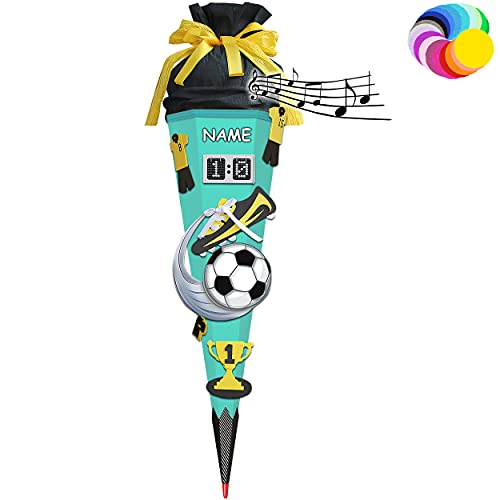 alles-meine.de GmbH Bastelset mit Sound - Schultüte Farbe & Größe wählbar 70/85 / 100 cm - Fussball - inkl. Name - Farbe frei wählbar - Bastelschultüte - Zuckertüte zum sel.. von alles-meine.de GmbH