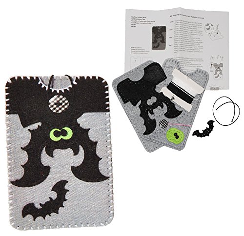 alles-meine.de GmbH Bastelset: Handytasche/Handyhülle - Smartphone Hülle - Fledermaus in grau schwarz - aus Filz - Gr. L - für Handy bis 7,8 cm breit * 14,5 cm hoch - zum Stick.. von alles-meine.de GmbH