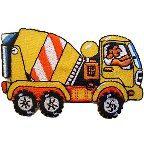 alles-meine.de GmbH Betonmischer 7,7 cm * 4,7 cm Bügelbild Auto Fahrzeug Baustellenauto Baustelle Aufnäher Applikation - LKW Kipper Laster von alles-meine.de GmbH