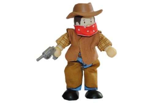 alles-meine.de GmbH Biegepuppe Holz - Cowboy Räuber - mit Pistole Budkins für Puppenhaus und von alles-meine.de GmbH