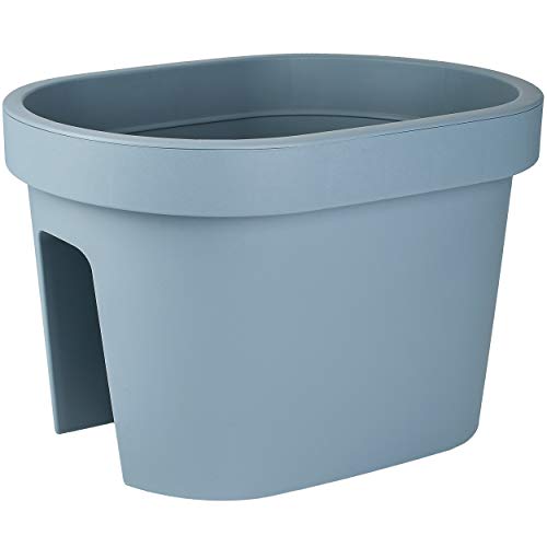 alles-meine.de GmbH Blumentöpfe - Modell & Farbwahl - 3 Stück Geländer Blumenkästen - grau - dunkelgrau/graublau - LANG - oval - 40 cm - Blumentöpfe/Pflanzkübel/Pflanzsch.. von alles-meine.de GmbH