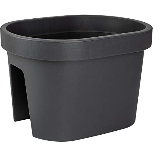 alles-meine.de GmbH Blumentöpfe - Modell & Farbwahl - 5 Stück Geländer Blumenkästen - schwarz - LANG - oval - 40 cm - Blumentöpfe/Pflanzkübel/Pflanzschalen - Geländerkasten.. von alles-meine.de GmbH