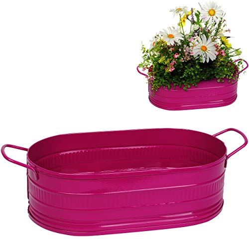 alles-meine.de GmbH Blumentopf/Pflanzkübel/Pflanzschale - Metall - pink/Purpur/violett/rosa - lila - OVAL - frostsicher - 28 cm - MITTEL groß - mit Henkel - Eimer/DEK.. von alles-meine.de GmbH