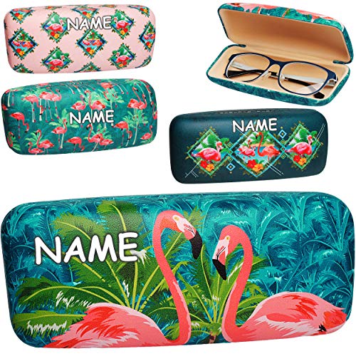 alles-meine.de GmbH Brillenetui/Brillenbox - Flamingo - inkl. Name - Hardcase/Hartschale - extrem stabil - Etui mit Motiv - groß - Softtouch - für Brille oder andere Kleinigk.. von alles-meine.de GmbH