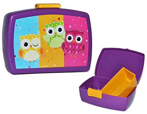 alles-meine.de GmbH Brotdose - lustige Eulen - lila - mit extra Einsatz - Brotbüchse/Lunchbox Essen für Mädchen Kinder Vesperdose - Eule pink Brotkasten für Vesper Frühstüc.. von alles-meine.de GmbH