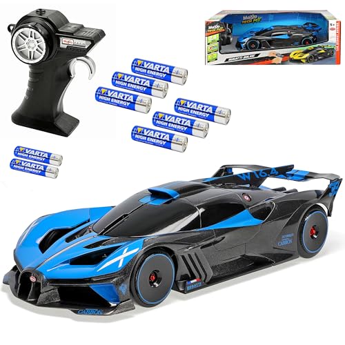 alles-meine.de GmbH Bugatti Bolide Blau mit Schwarz 2020 2.4 GHz RC Funkauto - inklusive Batterien - sofort startklar 1/14 Modell Auto mit individiuellem Wunschkennzeichen von alles-meine.de GmbH
