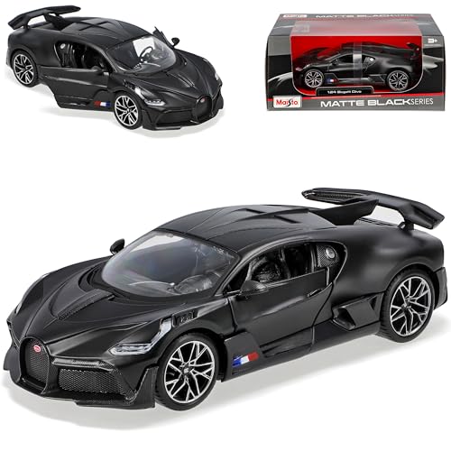 alles-meine.de GmbH Bugatti Chiron Divo Coupe Matt Schwarz 2018-2021 1/24 Modell Auto mit individiuellem Wunschkennzeichen von alles-meine.de GmbH