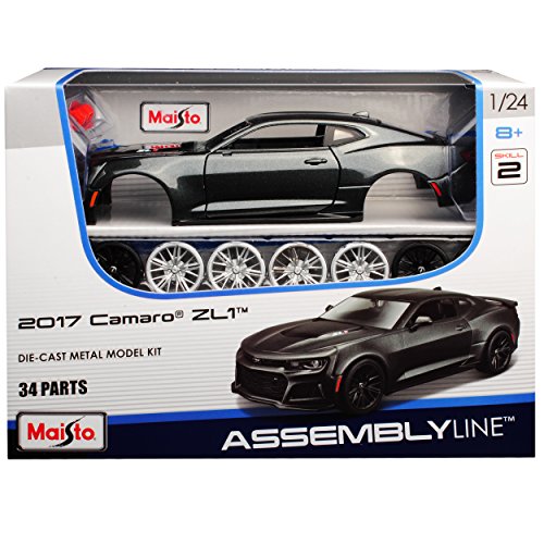 alles-meine.de GmbH Chevrolet Camaro Coupe ZL1 Grau mit Schwarz 6. Generation Ab 2015 Version Ab 2017 Bausatz Kit 1/24 Modell Auto mit individiuellem Wunschkennzeichen von alles-meine.de GmbH