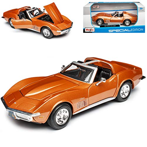 alles-meine.de GmbH Chevrolet Chevy Corvette Stingray Orange C3 1970 1/24 Modell Auto mit individiuellem Wunschkennzeichen von alles-meine.de GmbH