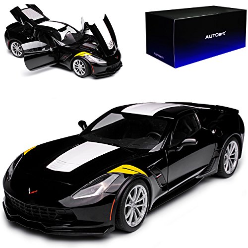 alles-meine.de GmbH Chevrolet Corvette C7 Grand Sport Coupe Schwarz mit Weiss Gelb Modell Ab 2013 Version 2017 71273 1/18 AutoArt Modell Auto mit individiuellem Wunschkennzeichen von alles-meine.de GmbH