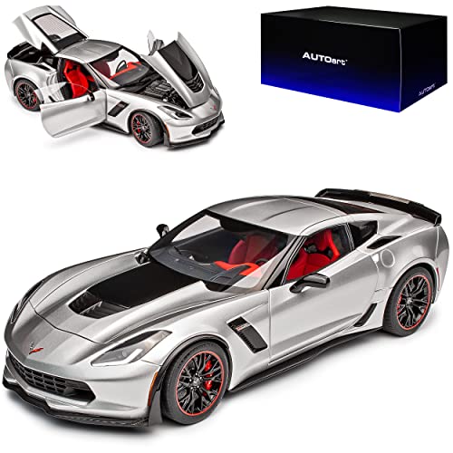 alles-meine.de GmbH Chevrolet Corvette C7 Z06 Silber mit Schwarz Modell Ab 2013 Version 2015 71258 1/18 AutoArt Modell Auto mit individiuellem Wunschkennzeichen von alles-meine.de GmbH