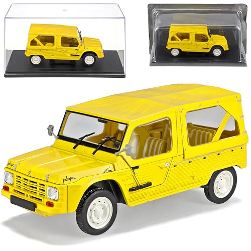 alles-meine.de GmbH Citroen Mehari Gelb 1968-1987 mit Sockel und Vitrine 1/24 Modell Auto mit individiuellem Wunschkennzeichen von alles-meine.de GmbH