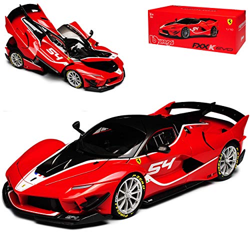 alles-meine.de GmbH Defekte Verpackung Ferari FXX-K Coupe Rot mit Rot Nr 54 Luzich Signature Serie 18-16908 1/18 Burago Modell Auto mit individiuellem Wunschkennzeichen von alles-meine.de GmbH