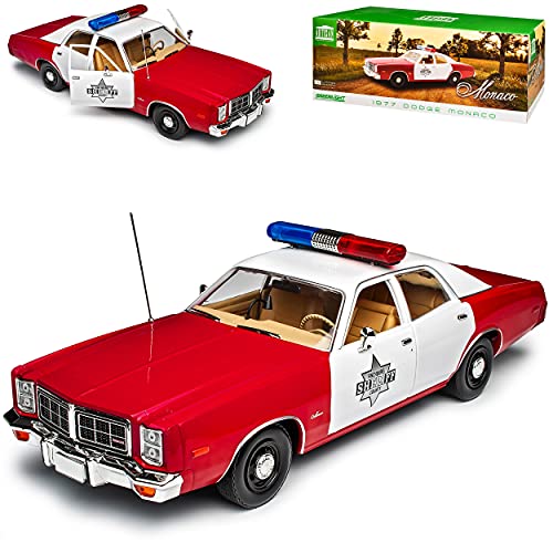 alles-meine.de GmbH Dodg. Monaco Finchburg County Sheriff Police Rot Weiss 1977 1/18 Greenlight Modell Auto mit individiuellem Wunschkennzeichen von alles-meine.de GmbH