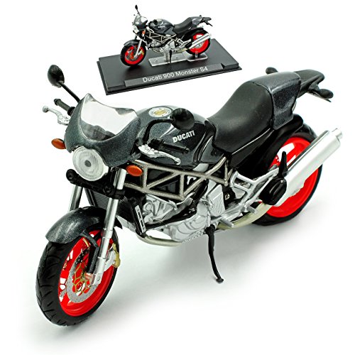 alles-meine.de GmbH Ducati*900 Monster S4 Grau mit Sockel und Vitrine 1/24 Modellcarsonline Modell Motorrad mit individiuellem Wunschkennzeichen von alles-meine.de GmbH