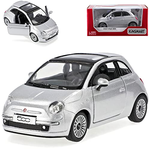 alles-meine.de GmbH FIAT 500 Nuova Silber Coupe Ab 2007 ca 1/43 1/36 Kins*mart Modell Auto mit individiuellem Wunschkennzeichen von alles-meine.de GmbH