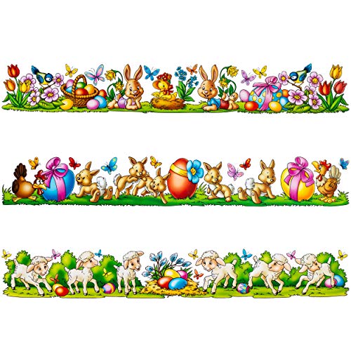 alles-meine.de GmbH Fensterbild - Bordüre Motivwahl Osterhasen & Schäfchen - 42 cm - Lange Borte/Kante - selbstklebend + wiederverwendbar - Set Sticker Fenstersticker Aufkl.. von alles-meine.de GmbH