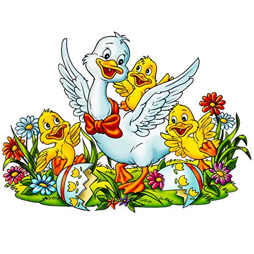 alles-meine.de GmbH Fensterbild Motivwahl Ostern & Frühling - Osterküken - statisch haftend - selbstklebend + wiederverwendbar - Set Sticker Fenstersticker Aufkleber - Fenste.. von alles-meine.de GmbH
