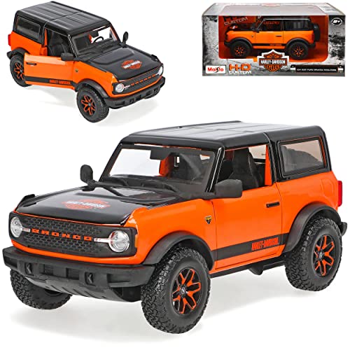 alles-meine.de GmbH Ford Bronco Orange mit Schwarz Harley Davidson Edition 6. Generation Ab 2021 1/24 M*a*i*s*t*o Modell Auto von alles-meine.de GmbH