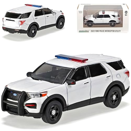 alles-meine.de GmbH Ford Explorer XLT Weiss Police Interceptor 6. Generation Ab 2019 1/64 Greenlight Modell Auto mit individiuellem Wunschkennzeichen von alles-meine.de GmbH