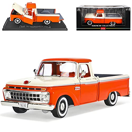 alles-meine.de GmbH Ford F-100 Custom Cab Pick-Up Pritsche 1965 Orange Weiss 1/18 Sun Star Modell Auto mit individiuellem Wunschkennzeichen von alles-meine.de GmbH