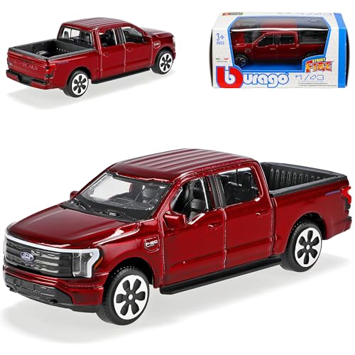 alles-meine.de GmbH Ford F-150 Lightning Rot 14. Generation Ab 2020 1/43 Burago Modell Auto mit individiuellem Wunschkennzeichen von alles-meine.de GmbH