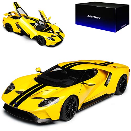 alles-meine.de GmbH Ford GT 2017 Coupe Gelb mit Schwarz und Streifen 72944 1/18 AutoArt Modell Auto mit individiuellem Wunschkennzeichen von alles-meine.de GmbH