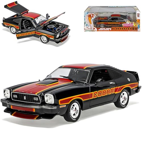 alles-meine.de GmbH Ford Mustang Cobra II 1978 Coupe Schwarz Rot 1/18 Greenlight Modell Auto mit individiuellem Wunschkennzeichen von alles-meine.de GmbH