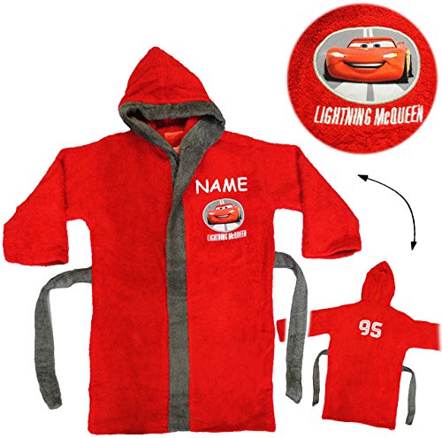 alles-meine.de GmbH Frottee Bademantel - Cars - Auto - Lightning McQueen - incl. Name - 2 bis 4 Jahre/Gr. 92-110 - 100% Baumwolle - mit Kapuze - für Kinder/Jungen - Au.. von alles-meine.de GmbH