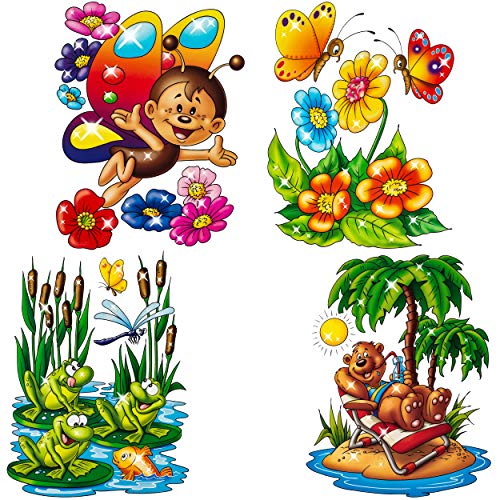 alles-meine.de GmbH Glitzer - Fensterbild Motivwahl lustige Tiere - statisch haftend - selbstklebend + wiederverwendbar - Set Sticker Fenstersticker Aufkleber - Fensterbild -.. von alles-meine.de GmbH