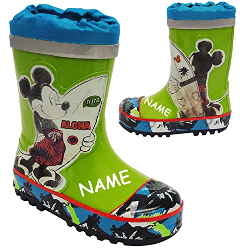 alles-meine.de GmbH Gummistiefel - Mickey Maus - Größe 26 - incl. Name - Naturkautschuk - mit Reflektor & langem Nylon Schaft - für Kinder/Jungen & Mädchen - Innenfutter Ba.. von alles-meine.de GmbH