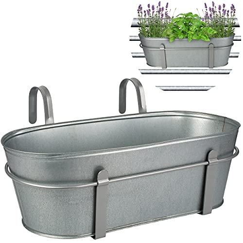 alles-meine.de GmbH Hänge - Topf/Blumentopf/Balkonkasten Farbwahl Ø 50 cm - mit Haken - Metall - metallic grau/anthrazit - oval - länglich - Hängend - Aufhängen - groß .. von alles-meine.de GmbH