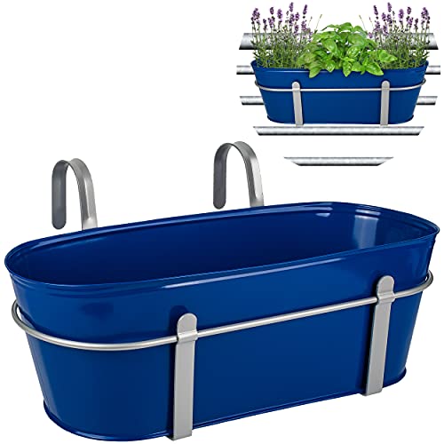alles-meine.de GmbH Hänge - Topf/Blumentopf/Balkonkasten Farbwahl Ø 50 cm - mit Haken - Metall - royal blau - oval - länglich - Hängend - Aufhängen - groß - mit Henkel - .. von alles-meine.de GmbH
