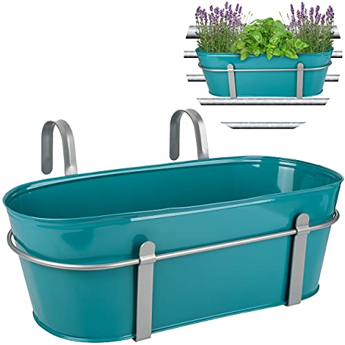 alles-meine.de GmbH Hänge - Topf/Blumentopf/Balkonkasten Farbwahl Ø 50 cm - mit Haken - Metall - türkis blau/Mint - oval - länglich - Hängend - Aufhängen - groß - mit H.. von alles-meine.de GmbH