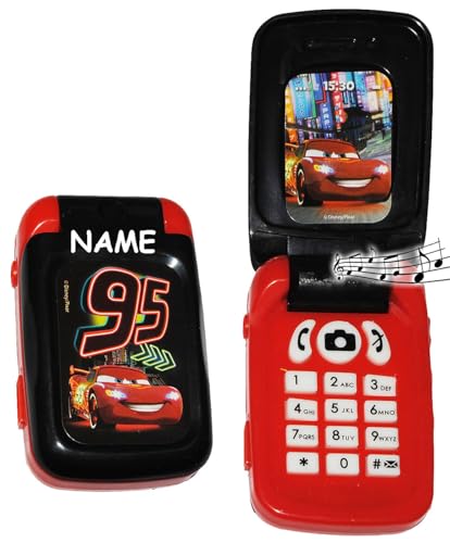 alles-meine.de GmbH Handy mit Sound - Auto - Cars - incl. Name - für Kinder/Jungen - Autos Kinderhandy/Spielzeughandy - Spielzeugtelefon - Klapphandy Telefon Lightning McQuee.. von alles-meine.de GmbH