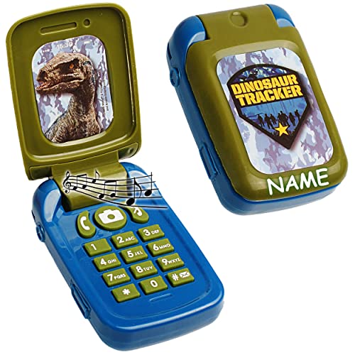 alles-meine.de GmbH Handy mit Sound - Jurassic World - Dinosaurier - incl. Namen - für Kinder/Auto - elektrisches Kinderhandy klappen - Klapphandy Telefon - Lernhandy/Kin.. von alles-meine.de GmbH