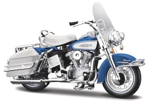 alles-meine.de GmbH Harley Davdson 1966 FLH Electra Glide Blau Weiss 1/18 Modell Motorrad mit individiuellem Wunschkennzeichen von alles-meine.de GmbH