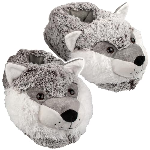 alles-meine.de GmbH Hausschuh/Pantoffel - Wolf - Größe Gr. 26 bis 48 - Plüschhausschuh/Tier - Tiere - für Kinder & Erwachsene - Plüsch/Winterhausschuhe - Hausschuhe/Hütte.. von alles-meine.de GmbH